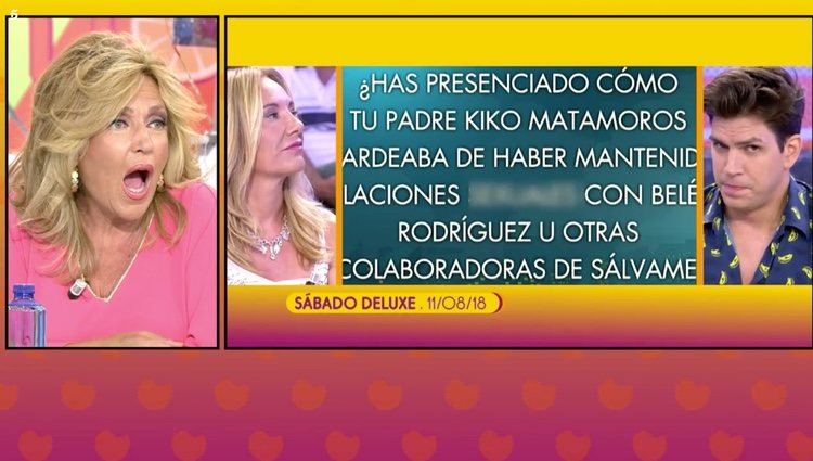 Lydia Lozano sorprendida ante la intervención de Diego Matamoros en 'Sábado Deluxe' / Telecinco.es