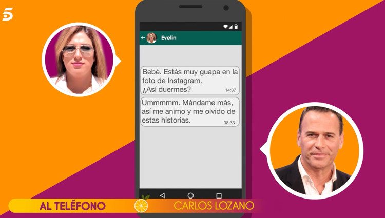 Mensajes subidos de tono de Carlos Lozano y Evelyn / Foto: Telecinco.es