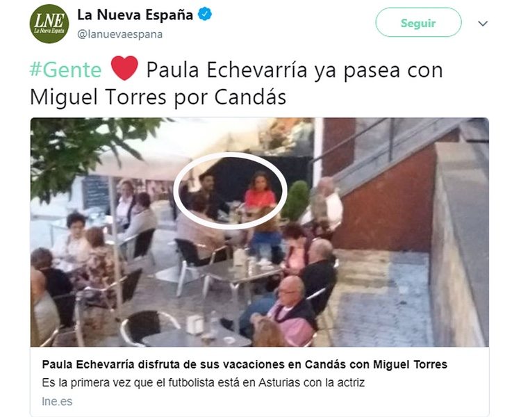 Paula Echevarría con Miguel Torres en un restaurante/ Foto: La nUeva España Twitter