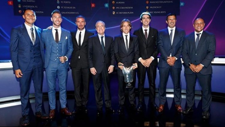 David Beckham con jugadores y exjugadores del Real Madrid | Foto: Instagram Real Madrid