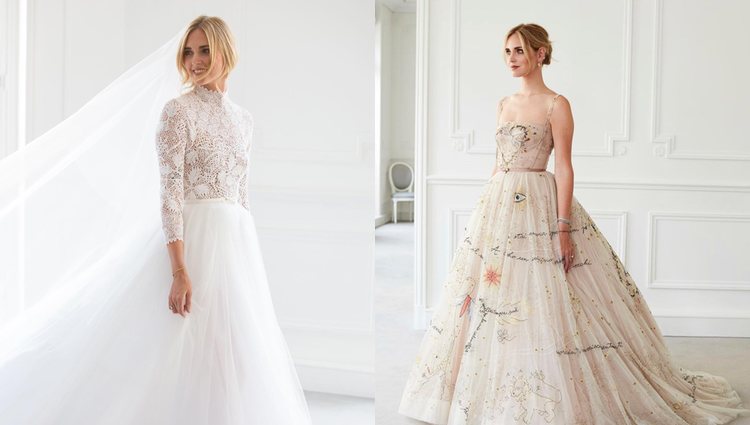 Los dos vestidos de la novia firmados por Dior / Foto: Instagram