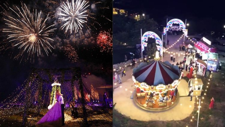 El convite contaba con fuegos artificiales y un parque temático / Fotos: Instagram