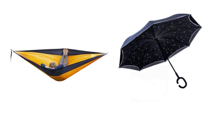 Hamaca y paraguas reflectante
