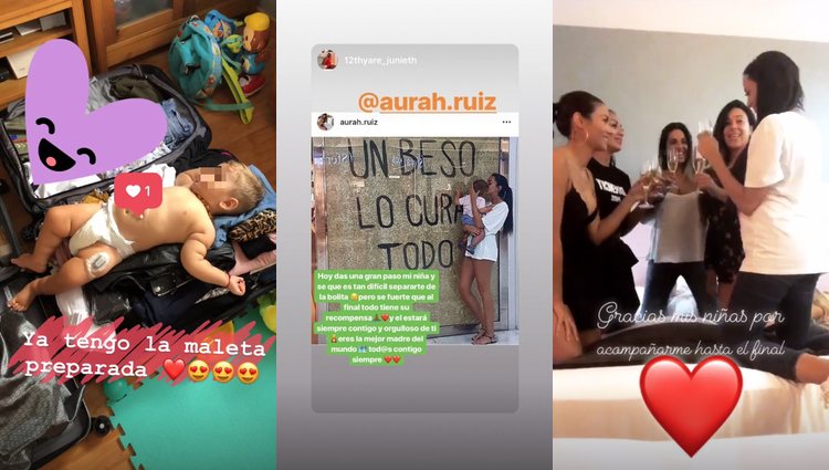 Aurah Ruiz despidiéndose de su hijo y sus amigas / Fotos: Instagram