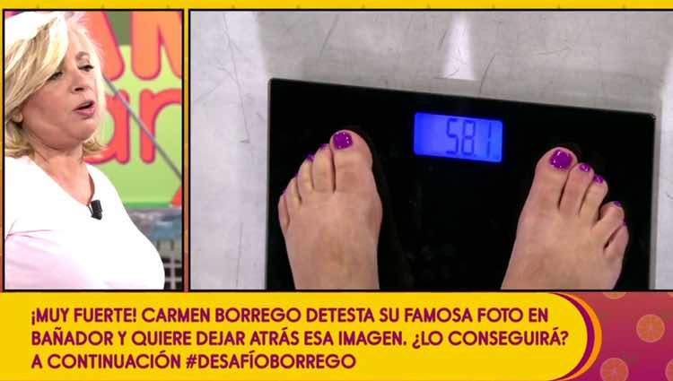 Carmen Borrego subida a la báscula / Telecinco.es