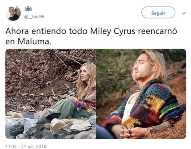 El parecido de Maluma con Miley Cyrus/ Foto: Twitter