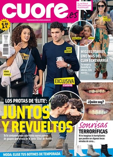 María Pedraza y Jaime Lorente besándose en la portada de Cuore