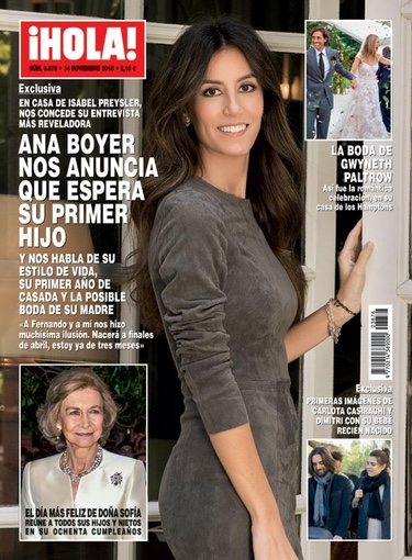 Ana Boyer en la portada de ¡Hola! anunciando su embarazo