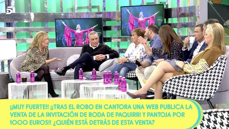 Los colaboradores hablando del robo de Cantora / Telecinco.es