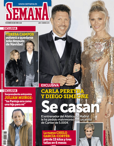 Diego Simeone y Carla Pereyra en la portada de Semana