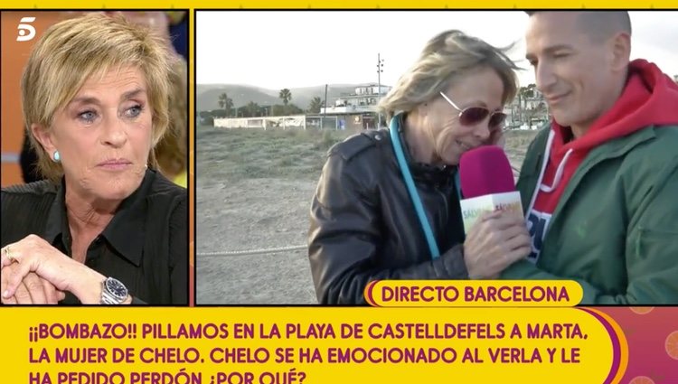 La pareja de Chelo García Cortés conectada en directo con el programa 'Sálvame' por primera vez | Foto: Telecinco.es
