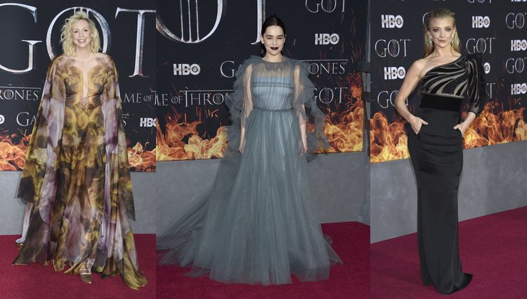 Emilia Clarke, Gwendoline Christie y Natalie Dormer en la alfombra roja