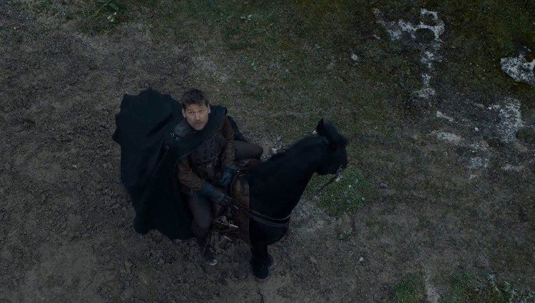 Jaime abandonando Desembarco del Rey al final de la séptima temporada