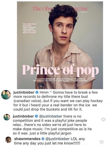 Justin B. y Shawn M. y sus comentarios en Instagram