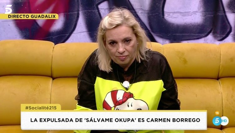 Carmen Borrego en el confesionario antes de salir de 'Sálvame Okupa' / Telecinco.es