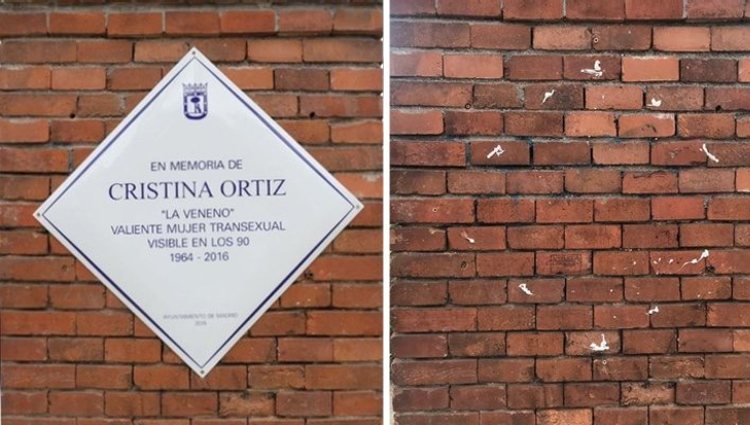 La placa en homenaje a Cristina Ortiz, La Veneno