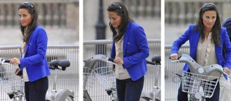 Pippa Middleton utilizando el servicio público de bicis de París