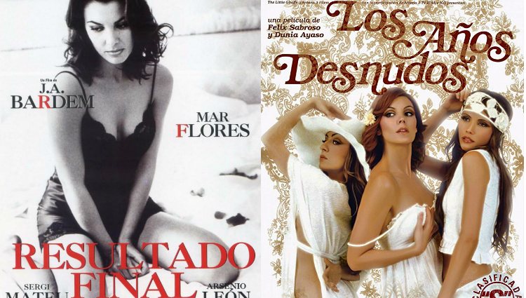 Mar Flores en las portadas de las películas 'Resultado final' y 'Los años desnudos'