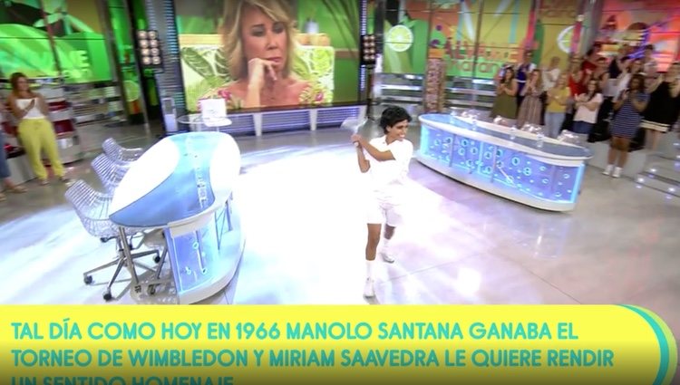 Miriam Saavedra caracterizada de Manolo Santana / Foto: Telecinco.es