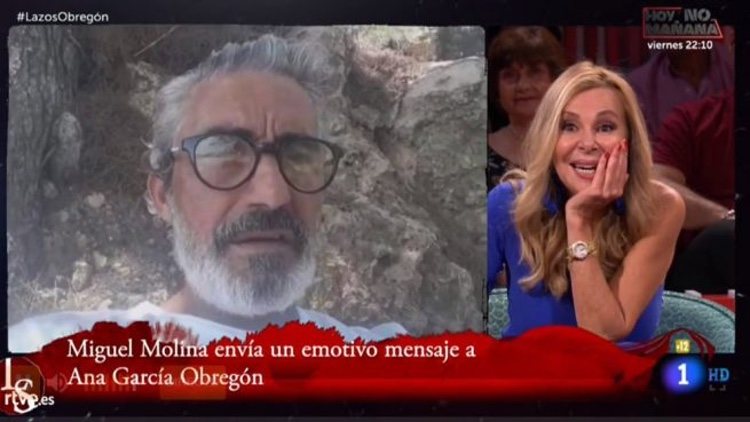Micky Molina enviando un mensaje de cariño a Ana Obregón en 'Lazos de Sangre'/ Foto: La 1