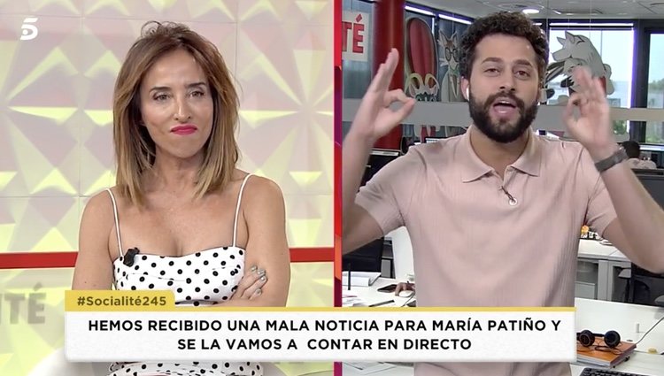 María Patiño pasando por un mal rato en el programa 'Socialité' | Foto: Telecinco