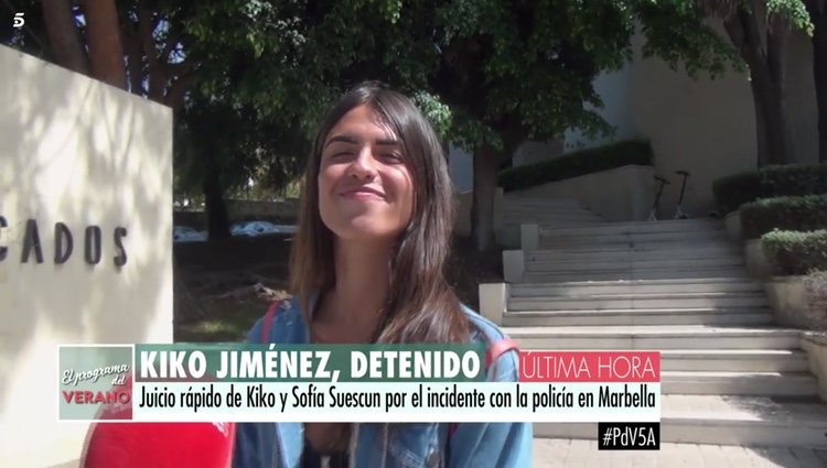 Sofía Suescun, muy optimista a la salida de los juzgados de Marbella junto a Kiko Jiménez Foto: Telecinco