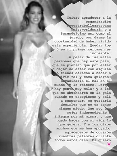 Mensaje que Marta López ha publicado a través de su cuenta de Instagram Foto: Instagram @martalopezalamo