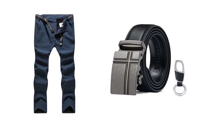Pantalones impermeables y Cinturón de cuero