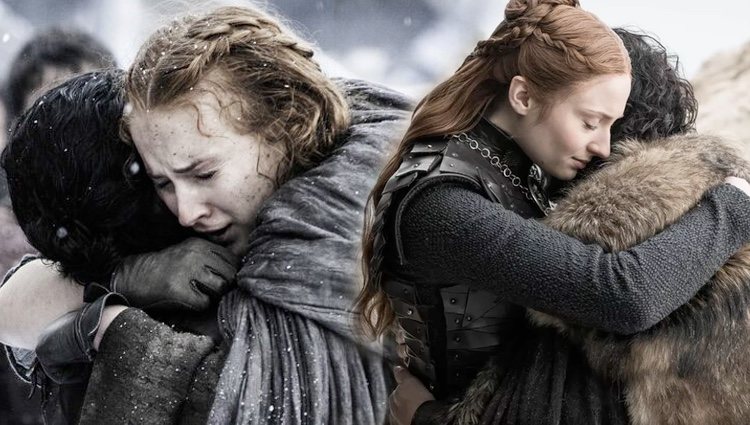 Jon Snow y Sansa Stark se abrazan en dos momentos de 'Juego de Tronos'