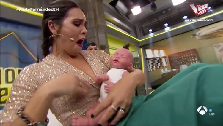Cristina Pedroche tras simular un parto en 'El Hormiguero'/ Foto: Antena 3