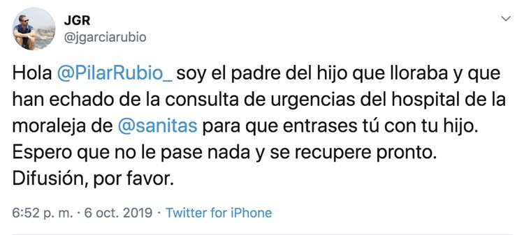 La crítica e un usuario de Twitter a Pilar Rubio