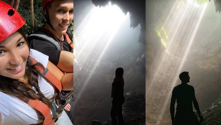 Louis Ducruet y Marie Chevallier visitando la cueva Jomblang / Instagram