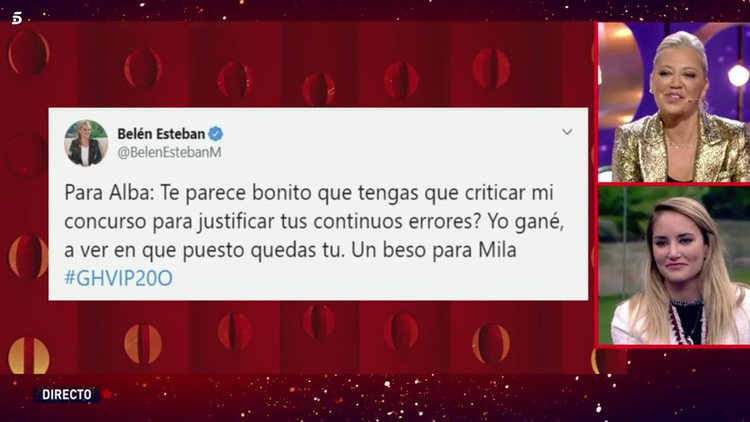 Belén Esteban le dedica un tuit a Alba Carrillo | Telecinco.es