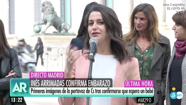 Inés Arrimadas confirmando su embarazo / Telecinco.es