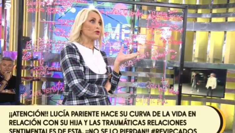 Lucía Pariente haciendo la curva de su vida en 'Sálvame'/foto:telecinco.es