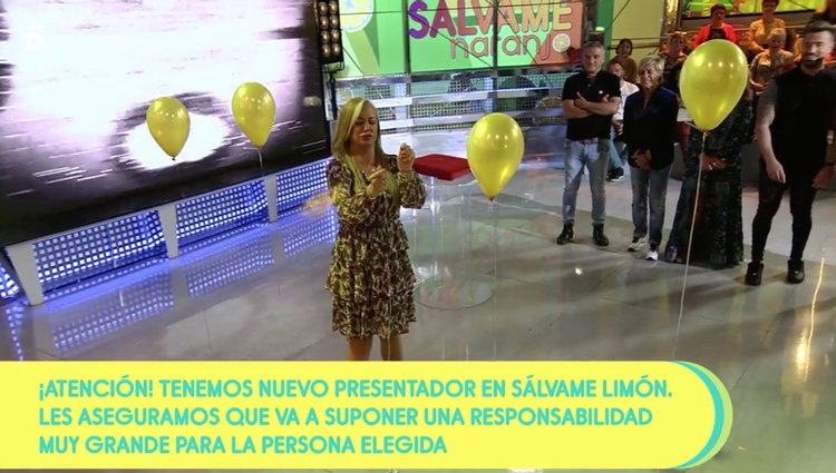Belén Esteban descubriendo el globo que lleva su nombre para presentar 'Sálvame Limón' / Foto: Telecinco.es