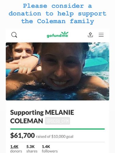 Petición de la Southern Connecticut State University Athletics para que realicen donaciones a la familia de Melanie Coleman/Foto: Instagram