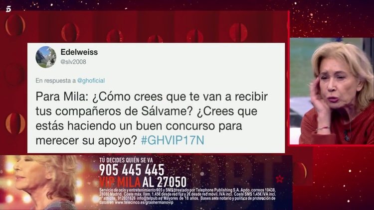Mila Ximenez leyendo el tuit | Telecinco.es