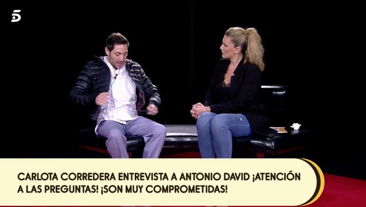 Antonio David en la entrevista con Carlota Corredera/Fuente: telecinco.es