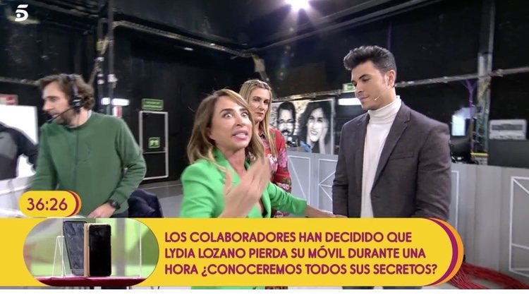 María Patiño, muy disgustada con Kiko Jiménez en 'Sálvame' / Foto: Telecinco.es
