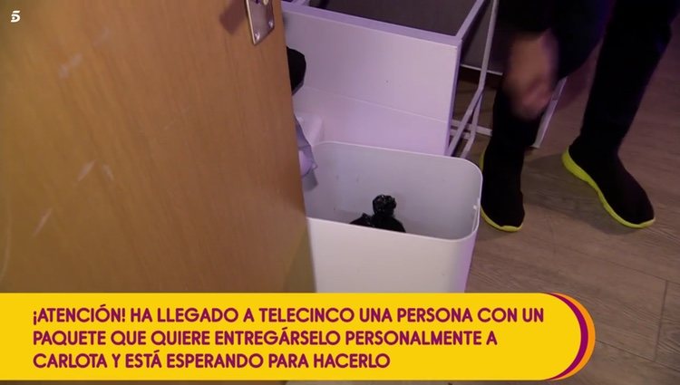 Carlota Corredera obligada a hacer pis en una papelera/ Foto: Telecinco.es