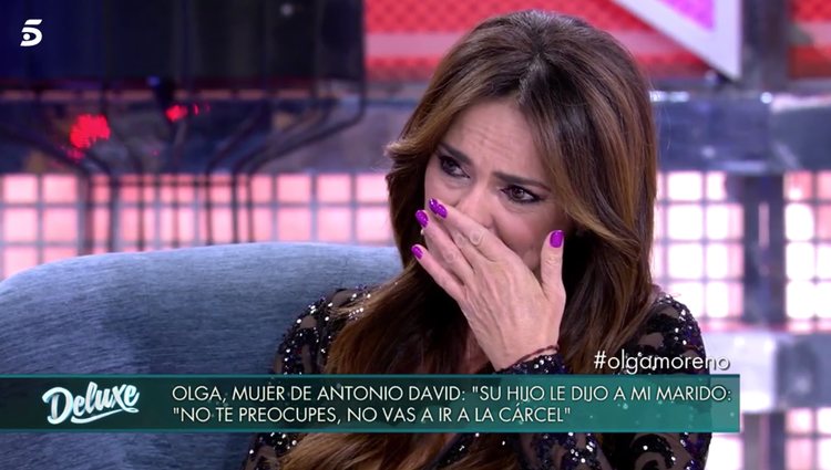 Olga Moreno emocionada en 'Sábado Deluxe'/Foto: telecinco.es