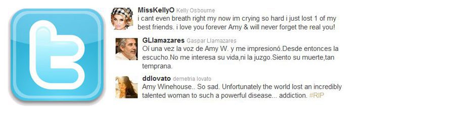 Reacciones de famosos en Twitter tras la muerte de Amy Winehouse