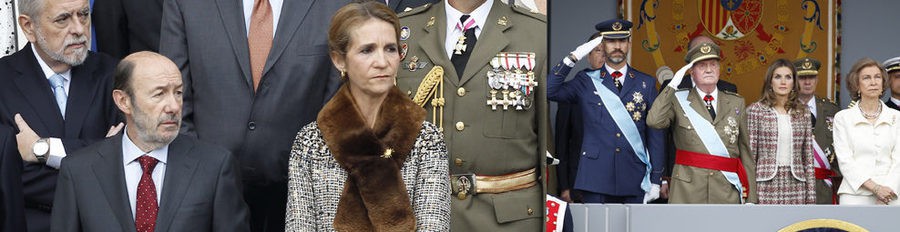 La Infanta Elena, apartada del resto de la Familia Real durante los actos del Día de la Hispanidad 2012