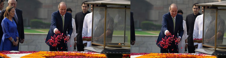 El Rey Juan Carlos homenajea a Gandhi durante su viaje oficial a la India