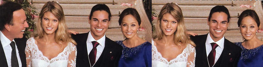Isabel Preysler y Julio Iglesias arropan a Julio José y Charisse Verhaert en la foto oficial de su boda