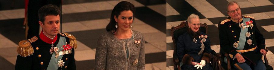 La Reina Margarita y los Príncipes Enrique, Federico y Mary de Dinamarca asisten a una recepción de año nuevo