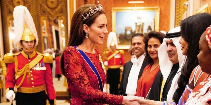 La primera recepción al Cuerpo Diplomático del reinado de Carlos III: el esplendor de Kate Middleton y 'contraprogramación'
