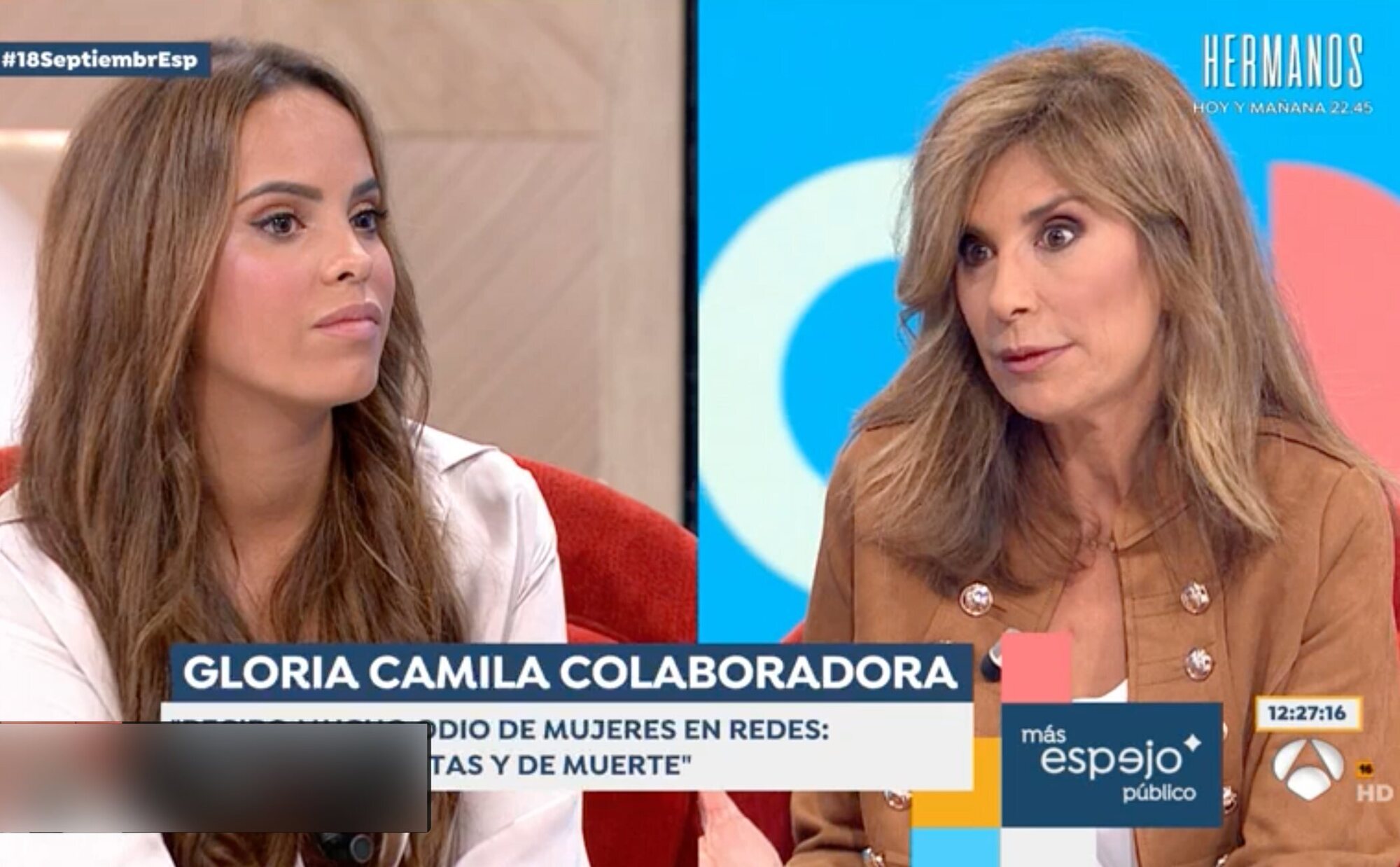 Gloria Camila cuela el universo Telecinco en Antena 3 en su debut en 'Espejo Público' entrevistada por Gema López