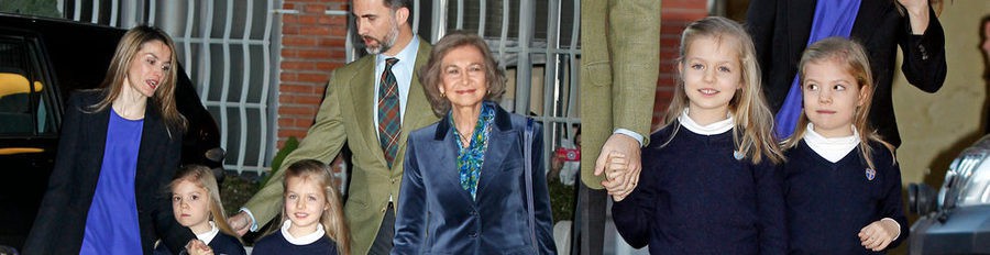 Las Infantas Leonor y Sofía visitan al Rey en La Milagrosa con los Príncipes Felipe y Letizia y la Reina Sofía